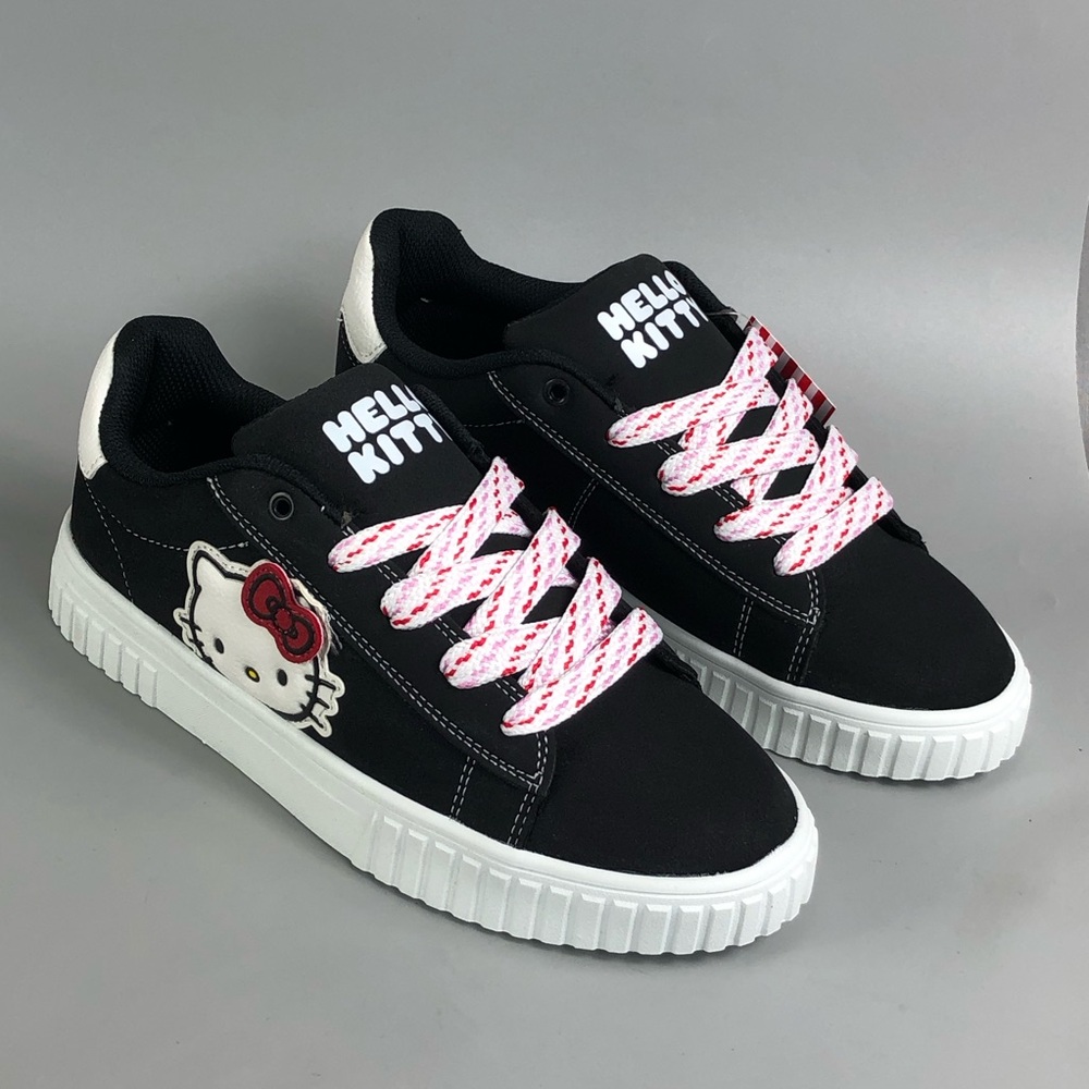 Hello Kitty Black & White Sneakers with Pink Accent Laces Size 9 - Picture 2 of 9